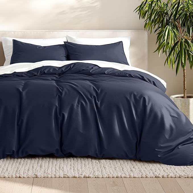 Bare Home Bedding Duvet Cover California King Size - Premium 1800 Super Soft Collection - Lightweight, Cooling - Soft Breathable Bedding Duvet Cover (Cal King, Midnight Blue)