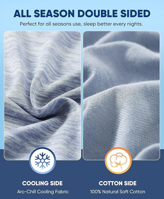 LUXEAR 2 Pack Cooling Pillow Cases King Size, Arc-Chill Q-Max > 0.5 for Hot Sleepers, Hair & Skin Friendly, Double-Sided, Machine Washable, Hidden Zipper, Gifts for Women Men, Blue