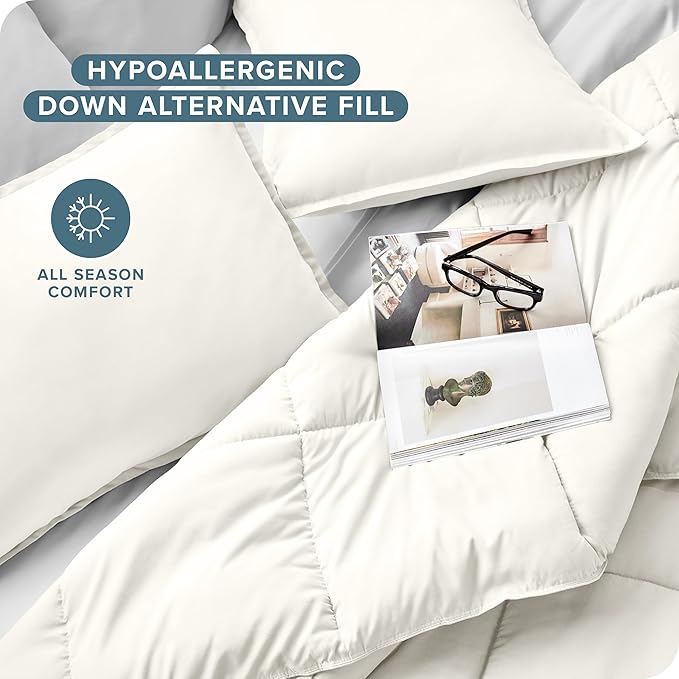 Bare Home Comforter Set - California King Size - Ultra-Soft - Goose Down Alternative - Premium 1800 Series - All Season Warmth (California King, Cream)