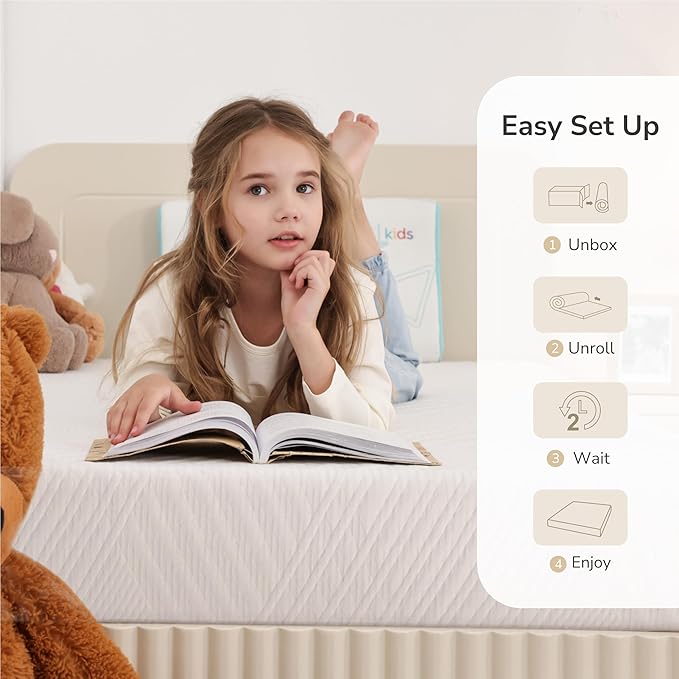 MLILY Twin Mattress in a Box, 10 inch Mattresses for Kids Bed Single Size Daybed Individual Bunk, Green Tea Memory Foam Medium Firm