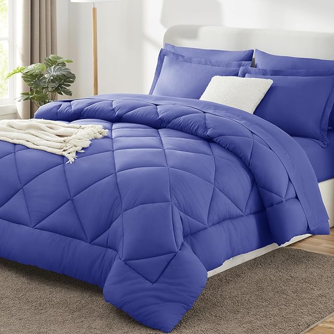 CozyLux Full Size Comforter Sets Very Peri - 7 Pieces Bed in a Bag Full, Luxury Soft Bed Set for All Seasons, Bedding Set with Down Alternative Comforter, Sheets, Pillowcases & Shams