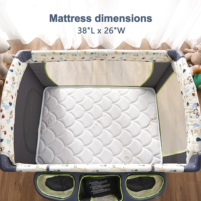 Pack and Play Mattress Topper - 38" x 26" x 1.5", Soft & Firm Premium Foam Pack N Play Mattresses Pad, Odorless Baby Foam Playpen Mattresses,Portable Playard Mattress Topper- Breathable & Comfort