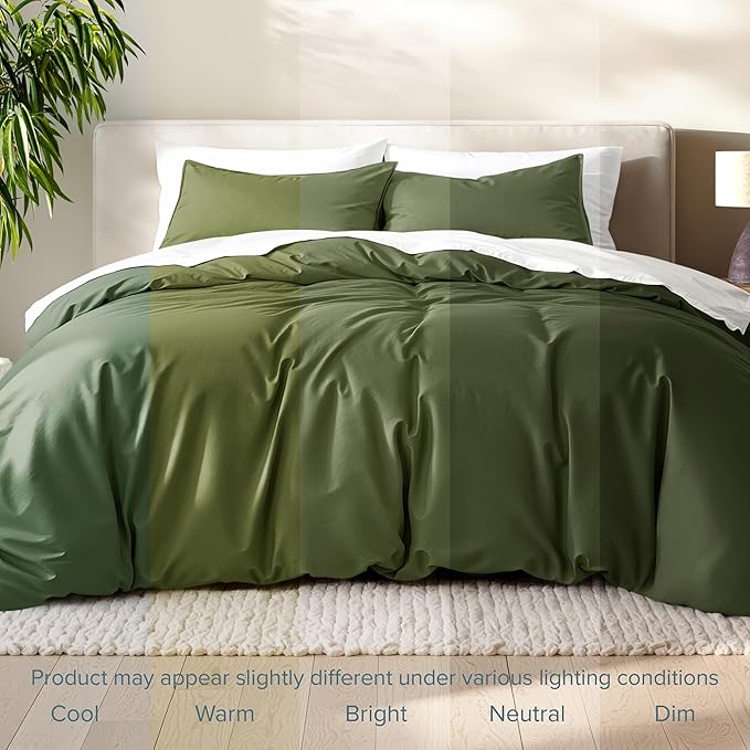 Bare Home Bedding Duvet Cover Queen Size - Premium 1800 Super Soft Collection - Lightweight, Cooling - Soft Breathable Bedding Duvet Cover (Queen, Cypress)