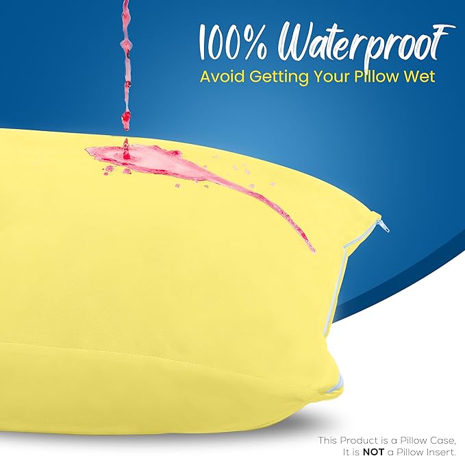 Utopia Bedding Premium 100% Waterproof Pillow Protectors with Zipper Standard Size (Set of 4), Bed Bug and Dust Mite Proof Zippered Pillow Covers, Pillow Encasement Cases, Yellow