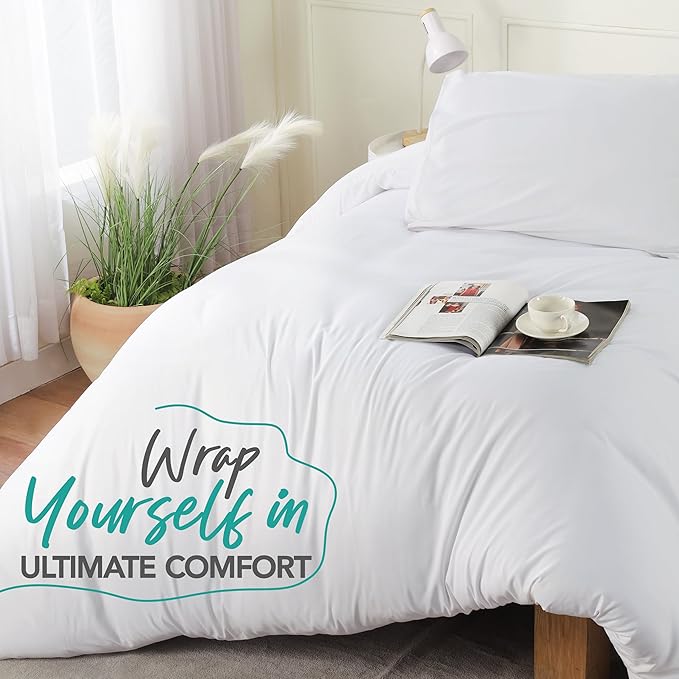 Utopia Bedding Duvet Cover Set with Pillowcases- 2 Pieces Bedding Duvet Cover with Zipper Closure - 1 Duvet Cover with 1 Pillow Sham - Soft Brushed Microfiber (Twin/Twin XL, White)