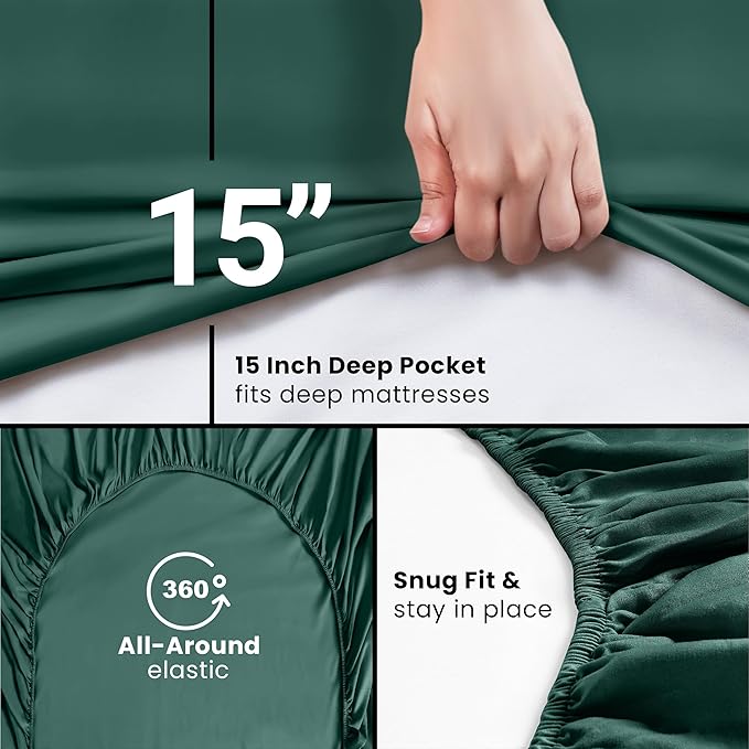 Utopia Bedding Queen Fitted Sheet - Bottom Sheet - Deep Pocket - Soft Microfiber - Shrinkage and Fade Resistant - Easy Care -1 Fitted Sheet Only (Emerald)