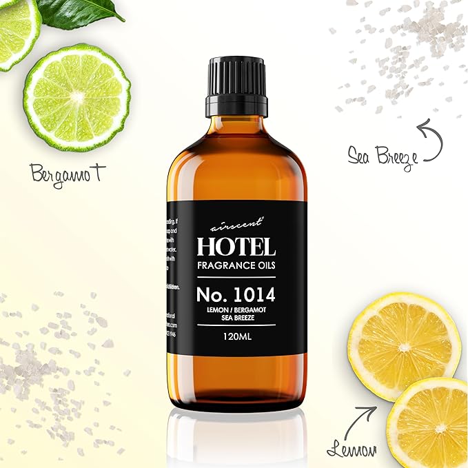AirScent Hotel Diffuser Oil No. 1014 - The Iconic 5-Star Hotel Coastal Blend - Lemon Bergamot Sea Breeze - 10 mL Premium Fragrance Oil for Ultrasonic and Waterless Diffusers and Crafting