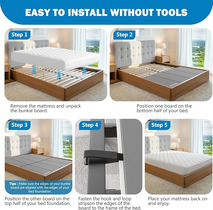 Bunkie Board Twin XL (38x79''), Heavy Duty Bed Boards for Frame, Sleeper Sofa Support Board to Stop Sagging Mattress, Breathable, Noise Minimizing, Moisture Resistant