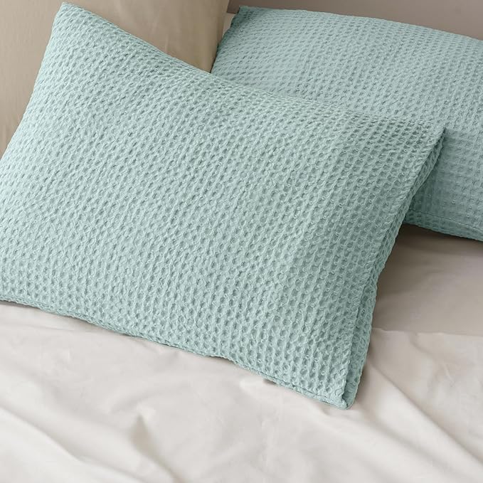 PHF Ultra Soft Waffle Weave Pillowcases Standard Size 20" x 26" 2 Pack, No Insert, Breathable Skin-Friendly Pillow Shams, Decorative Waffle Weave Pillow Case Covers,Aqua