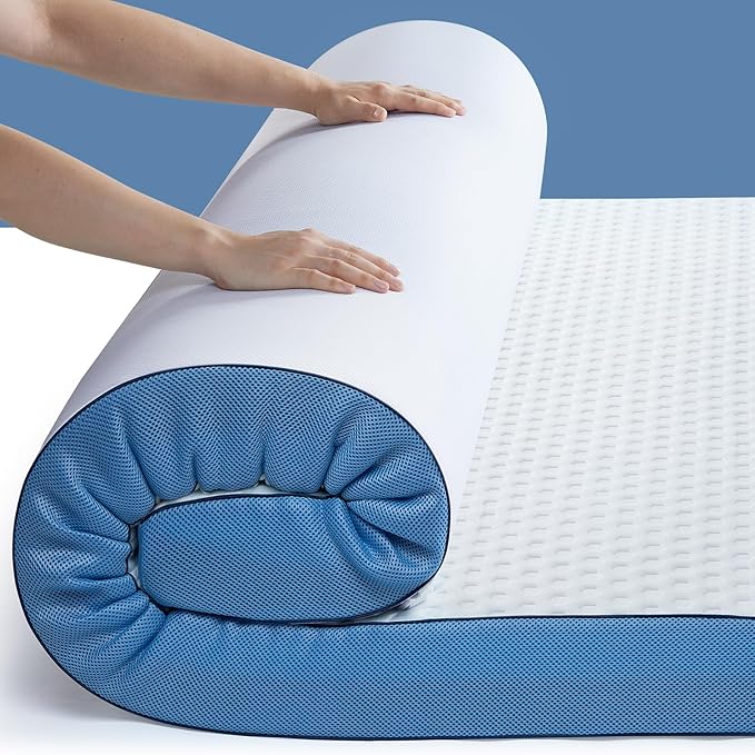 PERLECARE 4 Inch Firm Mattress Topper Queen, Cooling Gel-Infused & Bamboo Charcoal Memory Foam Bed Topper for Pressure Relief, High-Density Mattress Pad with Removable Cover