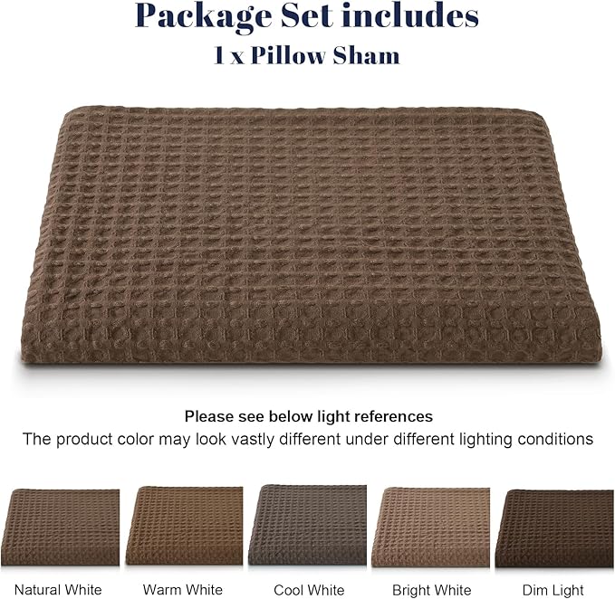 PHF Ultra Soft Waffle Weave Body Pillowcase with Zipper, No Insert, 1Pack 20" x 54" Pillow Sham, Breathable & Skin-Friendly Body Pillow case, Stylish Decorative Bed Pillow Cover, Mocha