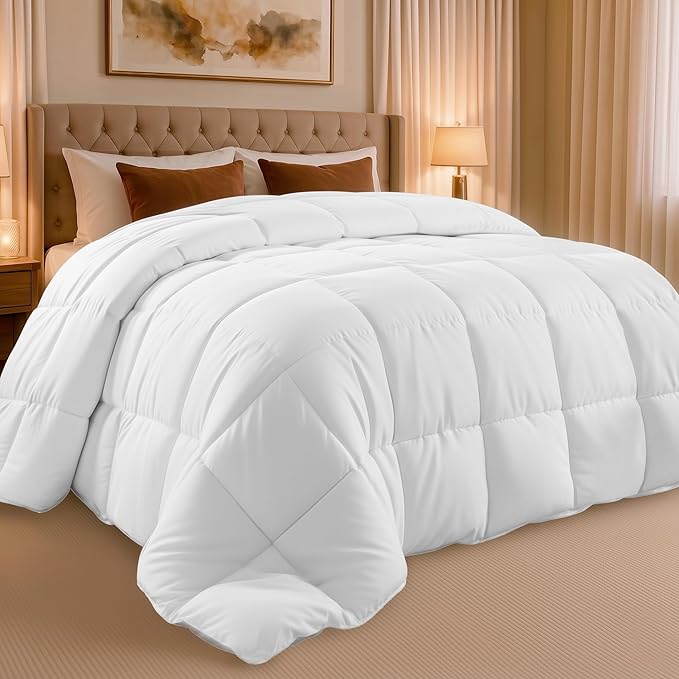 Utopia Bedding California King Comforter Duvet Insert, Quilted White Comforter with Corner Tabs, Box Stitched Down Alternative Comforters California King Size 96 x 102 inches