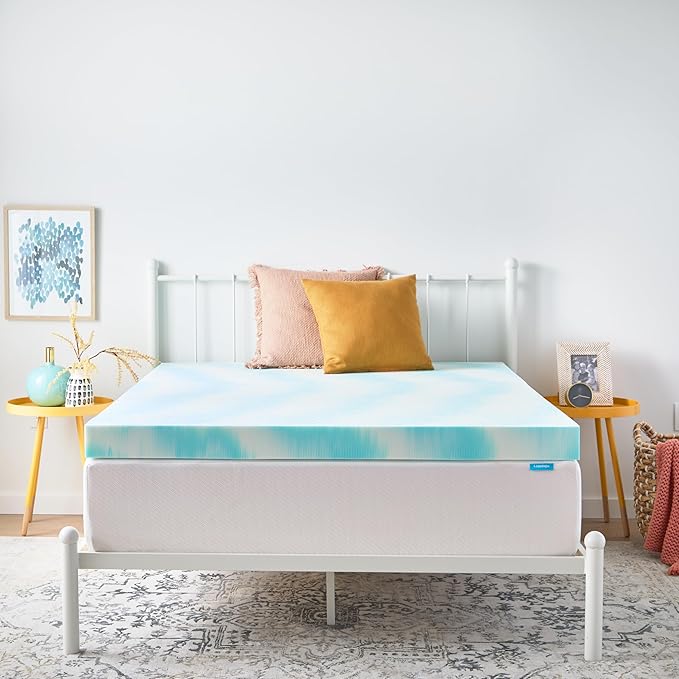 Linenspa 4 Inch Swirl Gel Memory Foam Mattress Topper, California King Size – Cooling Gel Infused, Ventilation Holes – Pressure Relieving Bed Topper – CertiPUR Certified
