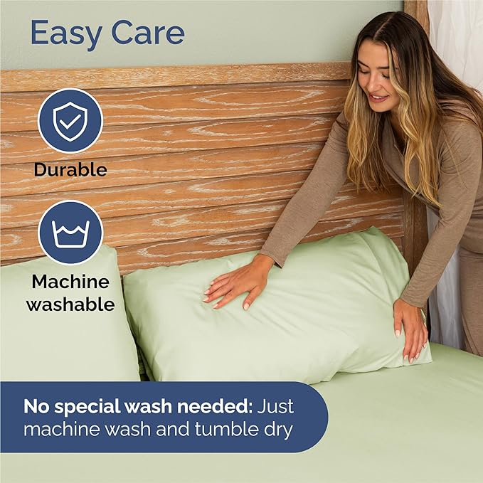 King 6 Piece Sheet Set - Comfy, Breathable & Cooling - Hotel Luxury Bedding for Women, Men, Kids, Teens & Children - 1 Flat & 1 Fitted Sheet & 4 Pillowcases w/ Deep Pockets - Wrinkle Free - Light Sage
