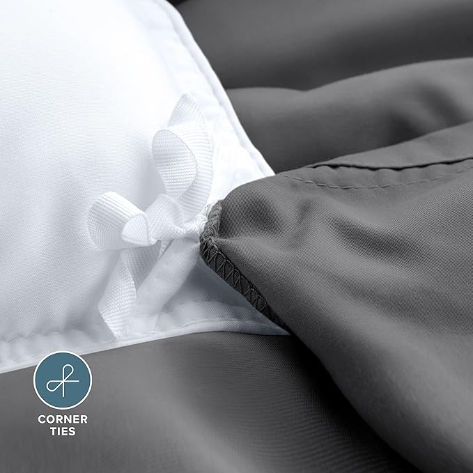 Bare Home Bedding Duvet Cover Queen Size - Premium 1800 Super Soft Duvet Covers Collection - Lightweight, Cooling Duvet Cover - Soft Breathable Bedding (Queen, Grey)
