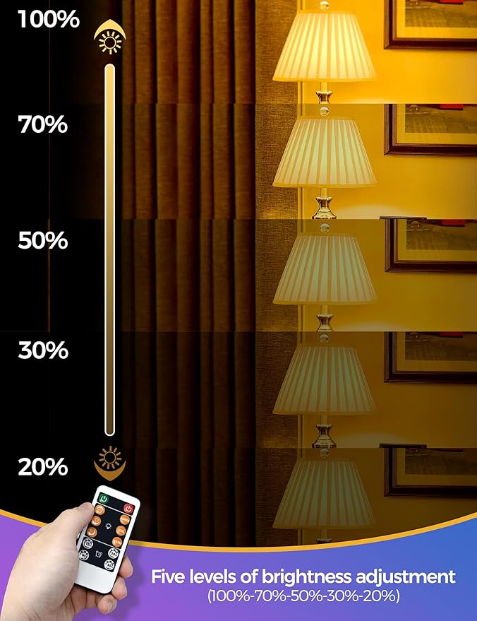 JandCase A19 LED light Bulbs with Remote Control, 3 Color Temperature Light Bulb(2000K/2700K/5000K), E26 Base Light Bulb with Dimmable and Timer Function,2 Pack Light Bulb for Home Decor Bedroom