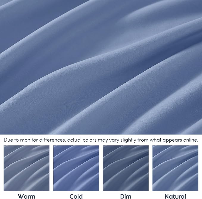 Nestl Calm Blue Extra Deep Pocket Twin Fitted Sheet Kids, Luxury Twin Size Fitted Sheet Only Easily Fits 18 to 24 Inch Mattress, Super Soft, Wrinkle-Free, and Breathable Bed Sheets with Corner Straps