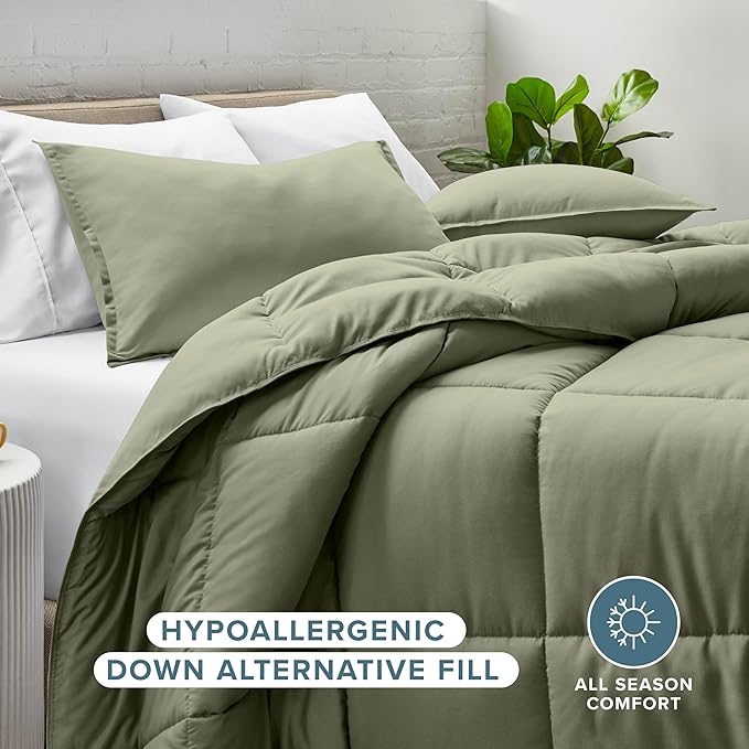 Bare Home Comforter Set - King/California King Size - Ultra-Soft - Goose Down Alternative - Premium 1800 Series - All Season Warmth (King/Cal King, Sage)