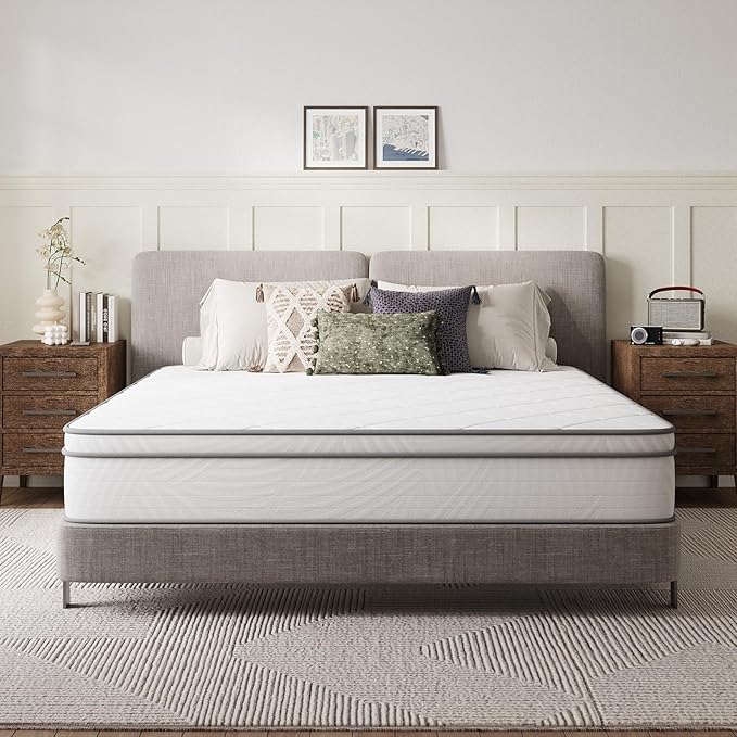 Novilla Full Szie Mattress 12 Inch, Full Mattress Hybrid- Medium Firm with Pocket Springs & Comfort Foam, Cooling Pressure Relief, CertiPUR-US Certified Mattress in a Box