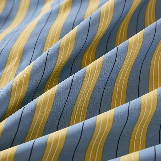 Merryword Body Pillow Cover 20x54inches, 100% Cotton Pillow Case, Blue & Yellow Striped Pillowcase, Soft Breathable Ribbon Stripes Long Pillowcase, 1-Piece