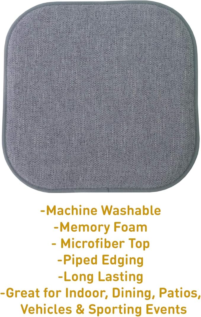 Sweet Home Collection Chair Cushion Memory Foam Pads Honeycomb Pattern Slip Non Skid Rubber Back Rounded Square 16" x 16" Seat Cover, 4 Pack, Alexis Blue/Gray