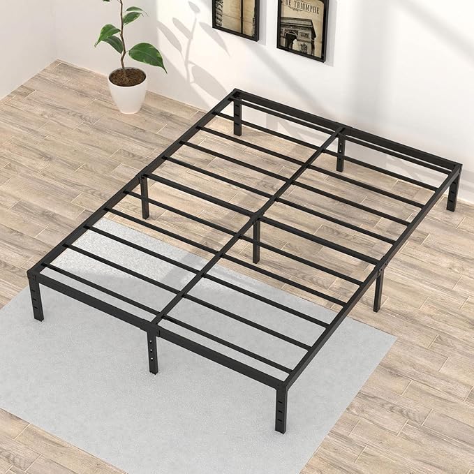 Upcanso 16 Inch King Bed Frame Heavy Duty Metal Platform King Size Bed Frames with 14 Inch Storage, Easy Assembly 3,500 lbs Steel Slats Support Mattress Foundation, Black
