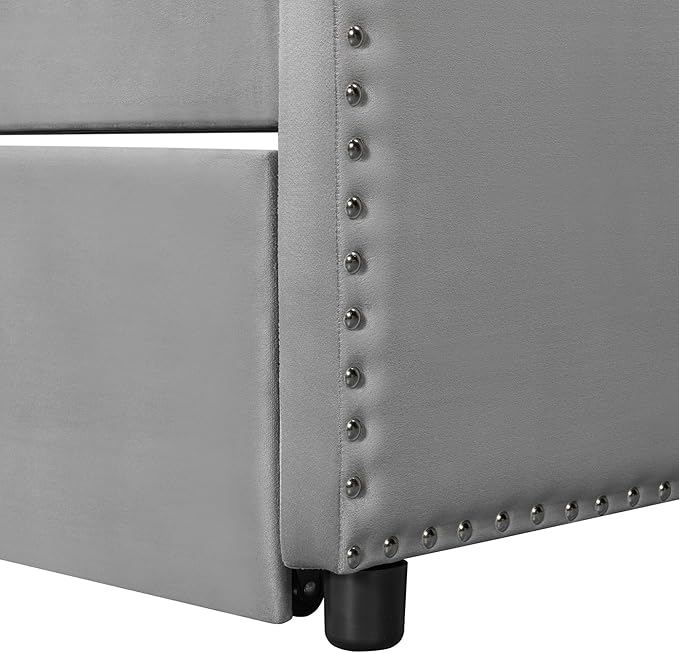 Merax Modern Twin Size Upholstered Sofa Day Bed with Pop Up Trundle, Twin to King Extendable Dayed for Living Room Bedroom Guest Room Space Saving, Gray