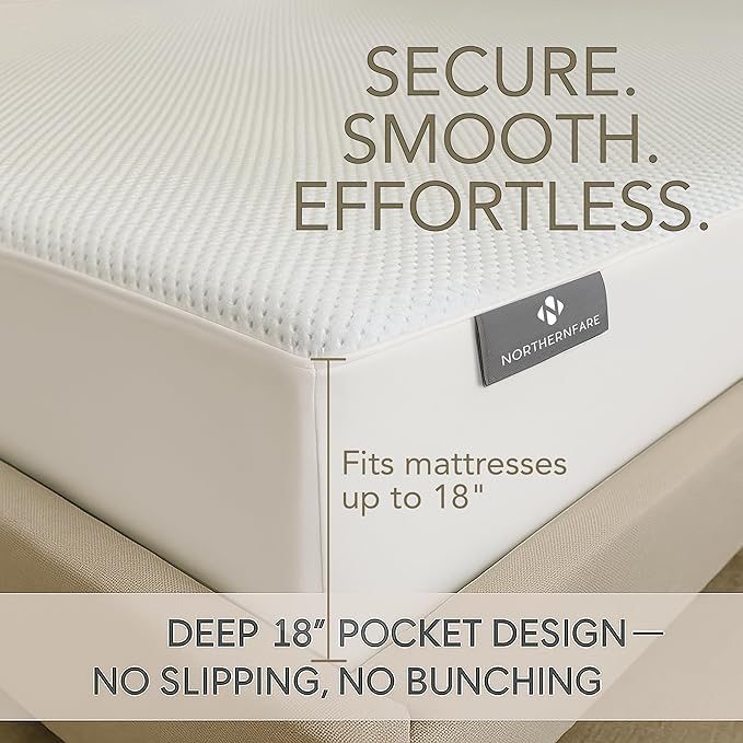 Queen Size Premium Mattress Protector | 100% Waterproof Tencel Cover | Cooling & Breathable Deep Pocket Mattress Pad Queen | Noiseless, Hypoallergenic, Soft, Washable Fitted Bed Protector