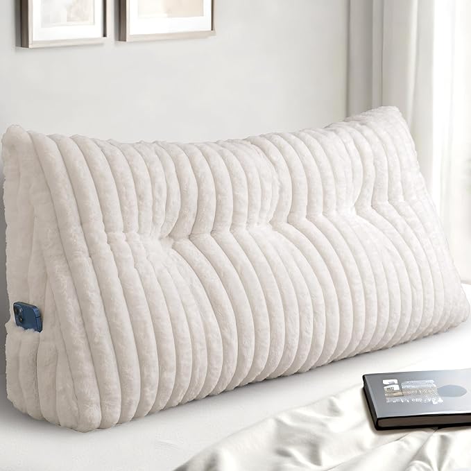 Headboard Pillow Twin XL, Triangular Wedge Pillow Headboard, Cushion Headboards Reading Pillows, Backrest Pillows for Sitting in Bed or Working with Removable Cover, Beige
