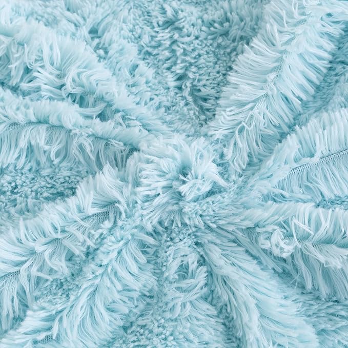 Reafort Luxury Long Hair, PV Fur, Faux Fur Euro Sham Pillow Cover/Case 26"x26" with Zipper Closure (26"x26" Euro Sham, Aqua)