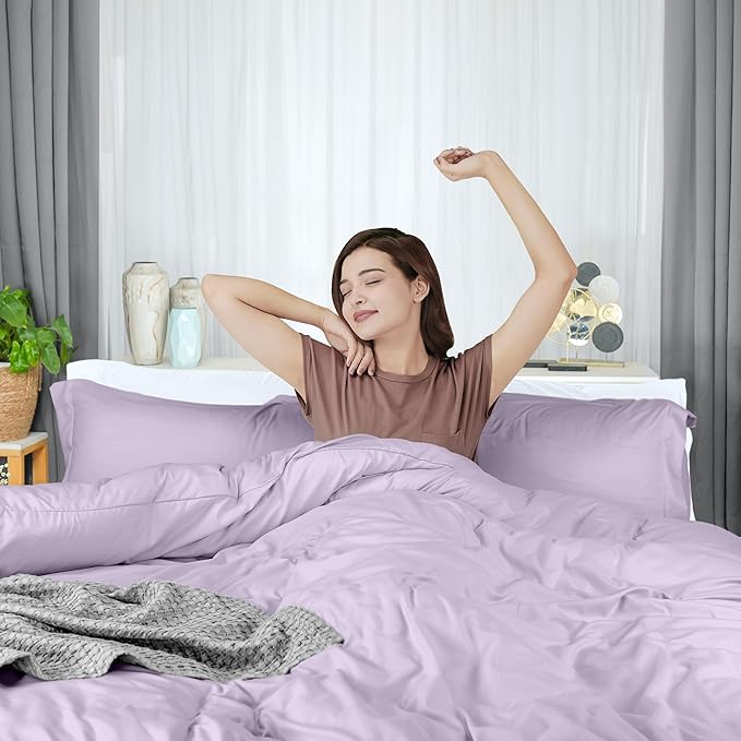 Utopia Bedding Duvet Cover King Size - 3 Piece with Zipper Closure - 1 Comforter Cover 104X90 Inches & 2 Pillow Shams 20X36 Inches (Lavender) Comforter Not Included