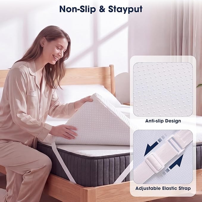 VALUXE 3 Inch Gel Memory Foam Mattress Topper Twin XL Size High Density Cooling Pad Pressure Relief Bed Topper (with Removable & Washable Bamboo Cover)