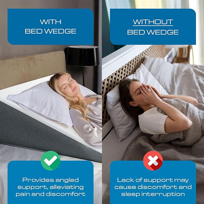 Kolbs Bed Wedge Pillow for Sleep Apnea, FSA Eligible Acid Reflux, and Back Pain Relief, with Chic Jacquard Cover - Headboard Wedges for Sleeping (Standard Wedge 12" Height)