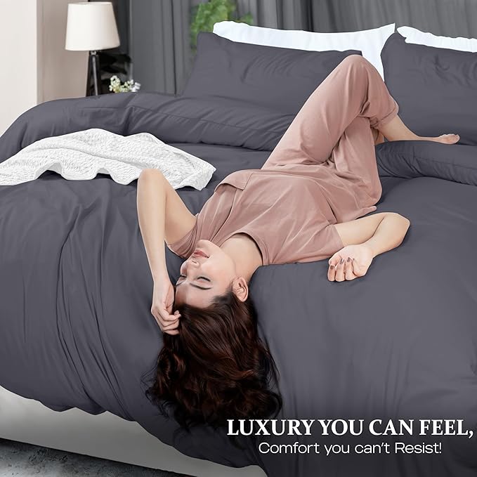 Utopia Bedding Duvet Cover Full Size - 3 Piece with Zipper Closure - 1 Comforter Cover 80X90 Inches & 2 Pillow Shams 20X26 Inches (Grey) Comforter Not Included