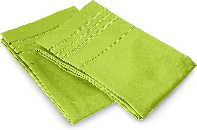 Elegant Comfort Luxury Ultra-Soft 2-Piece Pillowcase Set - 1500 Premium Hotel Quality Microfiber Double Brushed - Wrinkle Resistant, King, Lime