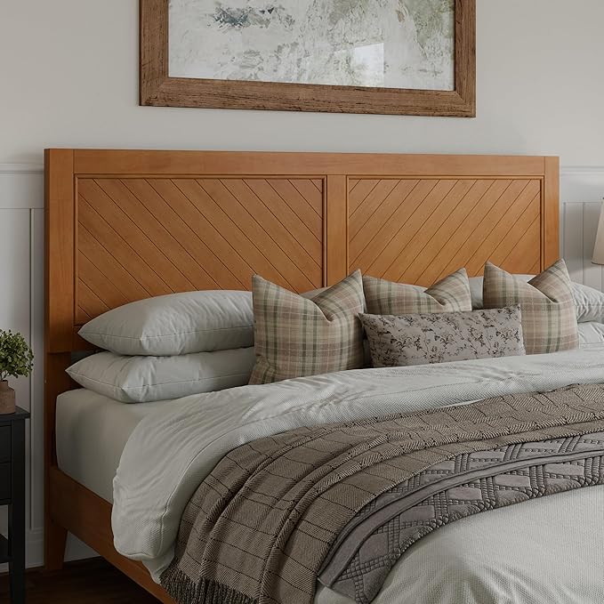 AFI, Canyon King Solid Wood Rustic Farmhouse Headboard, Light Toffee