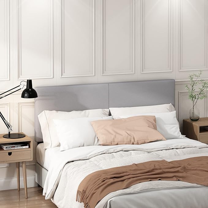 Furinno Roanne Upholstered Headboard, Queen, Glacier