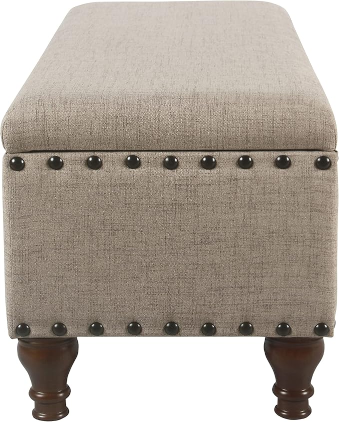 HomePop Large Storage Bench with Nailhead Trim - Tan