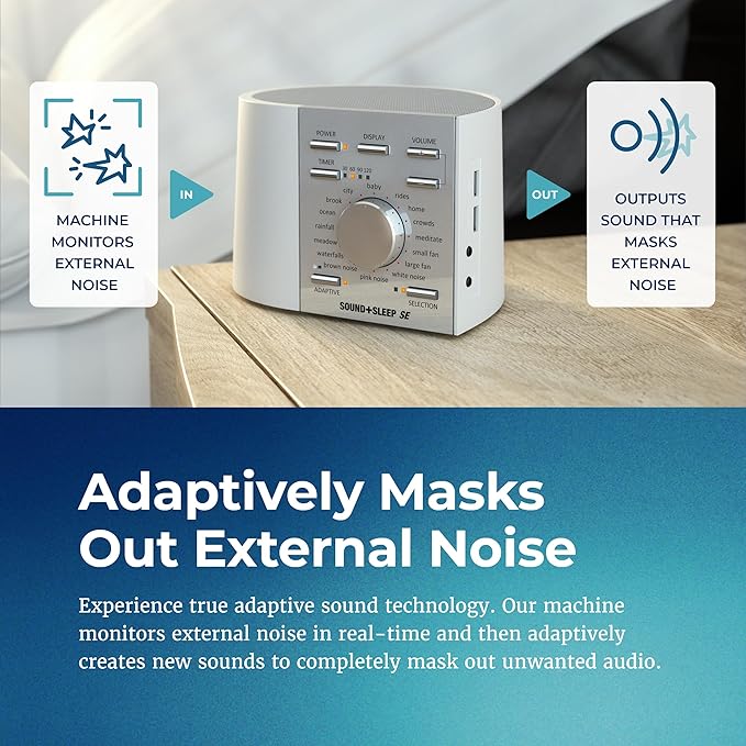 Adaptive Sound Technologies Sound + Sleep SE - White Noise Machine for Focus Support - Convenient Sleep Timer - Built-in Headphone Jack - Precision Volume Settings - Speech Privacy - White