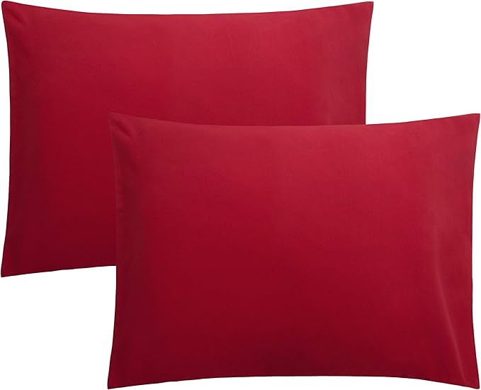 FLXXIE Pillow Cases Standard Size, Soft Microfiber Pillow Covers with Envelope Closure, Wrinkle, Stain Resistant Pillowcases, 2 Piece Set, 20x26, Wine Red