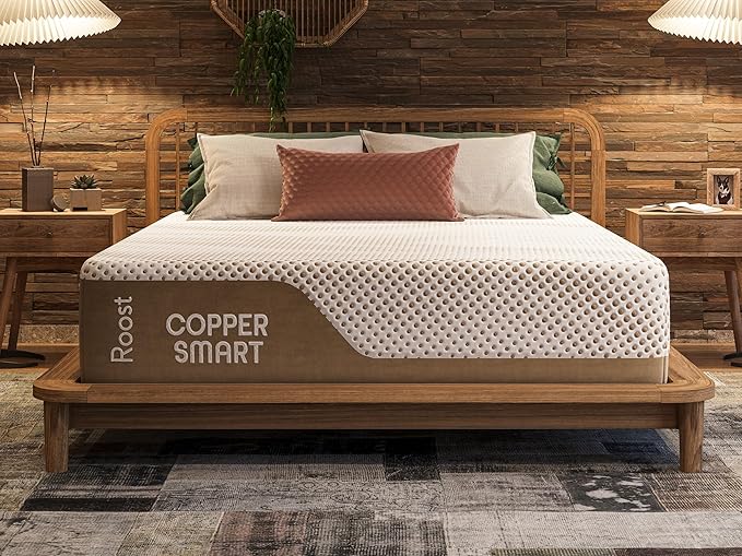 ROOST SLEEP 14-Inch Twin XL Mattress, Copper Smart Thermic Gel Cooling for Hot Sleepers & Back Pain Relief, Medium Firm Hybrid, Made in USA, CertiPUR-US Certified, Bed in a Box