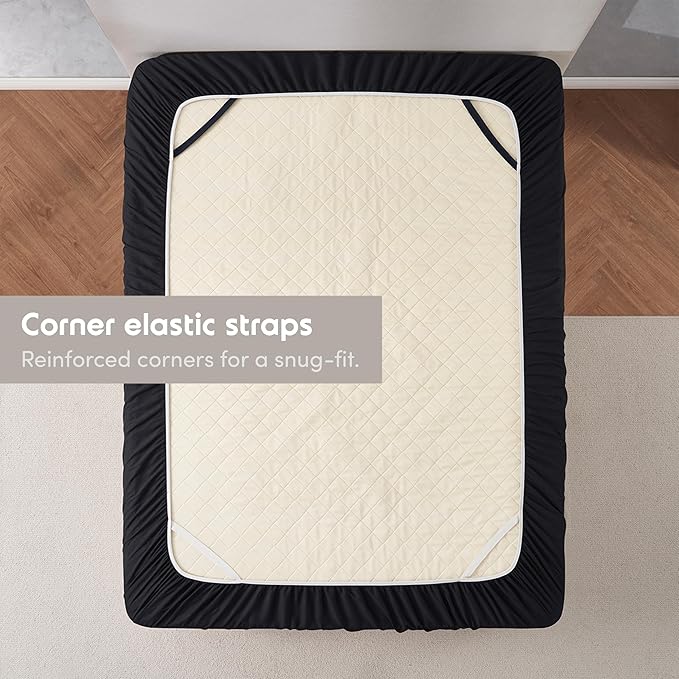 Nestl 4 Pack Black Fitted Sheet Extra Deep Pocket, Hotel Luxury TwinFitted Sheet Only Easily Fits 18 to 24 Inch Mattress, Super Soft, Wrinkle-Free and Breathable with Corner Straps