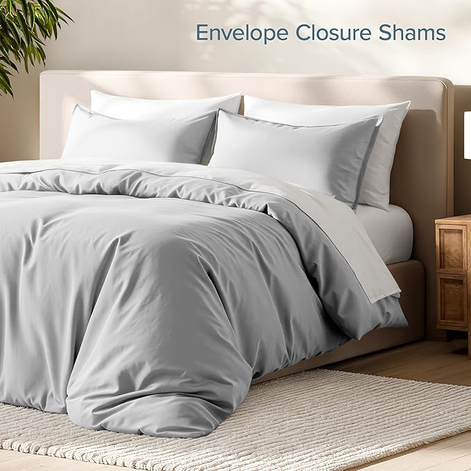 Bare Home Bedding Duvet Cover Full Size - Premium 1800 Super Soft Collection - Lightweight, Cooling - Soft Breathable Bedding Duvet Cover (Full, Cloud Grey)