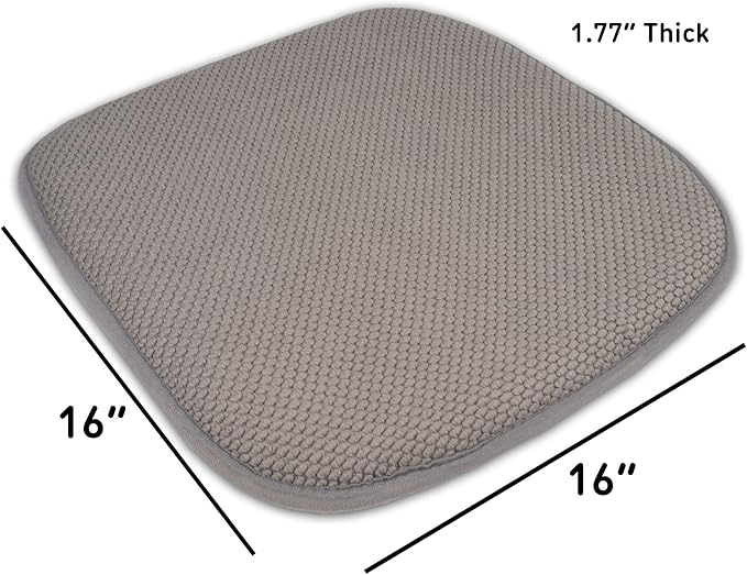 Sweet Home Collection Memory Foam Chair Cushion Honeycomb Pattern Solid Color Slip Non Skid Rubber Back Ultimate Comfort and Softness Rounded Square 16" x 16" Seat Cover, 12 Pack, Silver