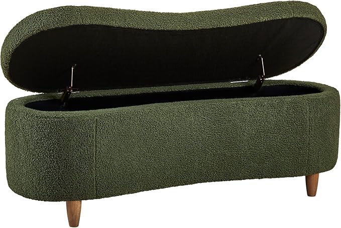 Bailey Boucle-Style Curved Storage Accent Bench