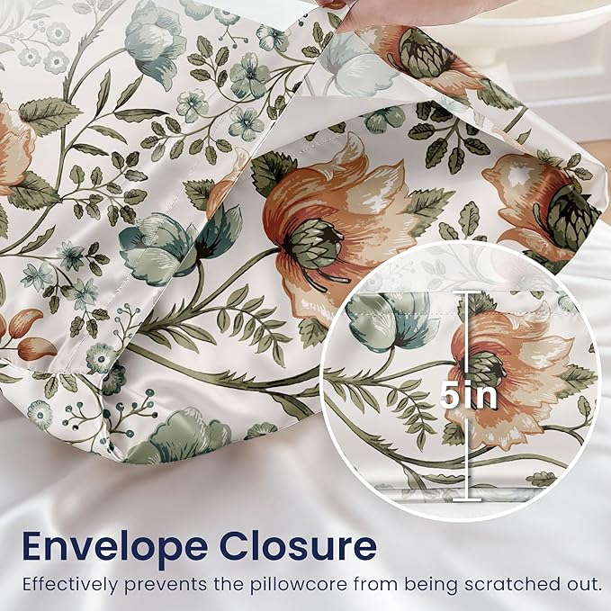 EXQ Home Satin Pillowcase for Hair and Skin - Printed Summer Flowers Silk Body Pillowcase 20x54 inches - Body Pillow Cases with Envelope Closure, Gifts for Women Men