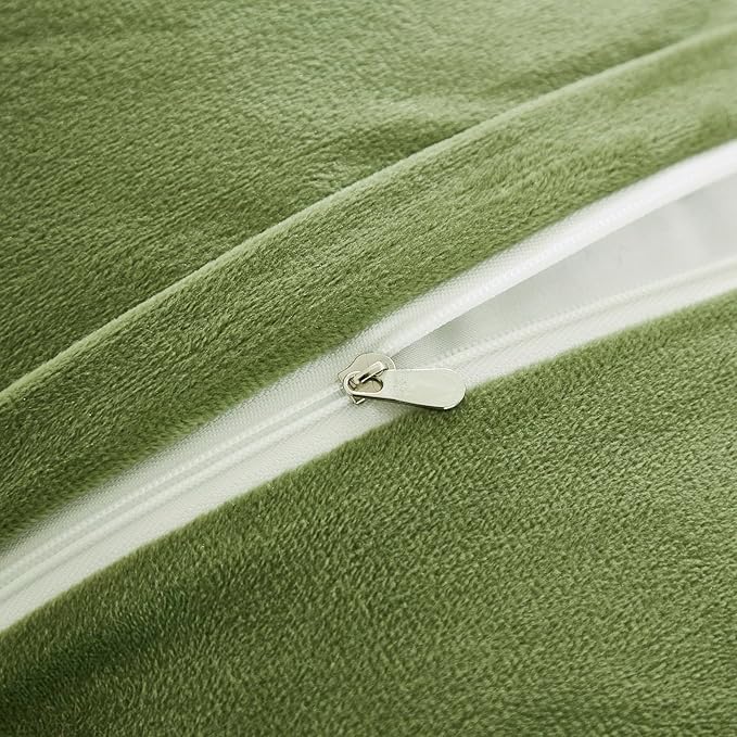 JAUXIO Faux Fur Fluffy Body Pillow Cover Luxury Textured Vertical Stripe Plush Decorative Body Pillowcase, Ultra Soft and Cozy Zipper Closure 21 x 54 Inches, Sage