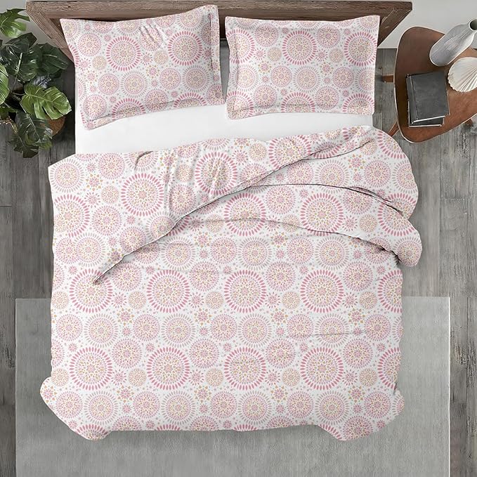 Kotton Culture 3 Pc Twin Size Duvet Cover Set- 100% Egyptian Cotton 600 Thread Count Ultra Soft Premium Durable Comforter Cover Zipper Closure & Corner Ties (Mandala, Twin/Twin XL 68" X 90")