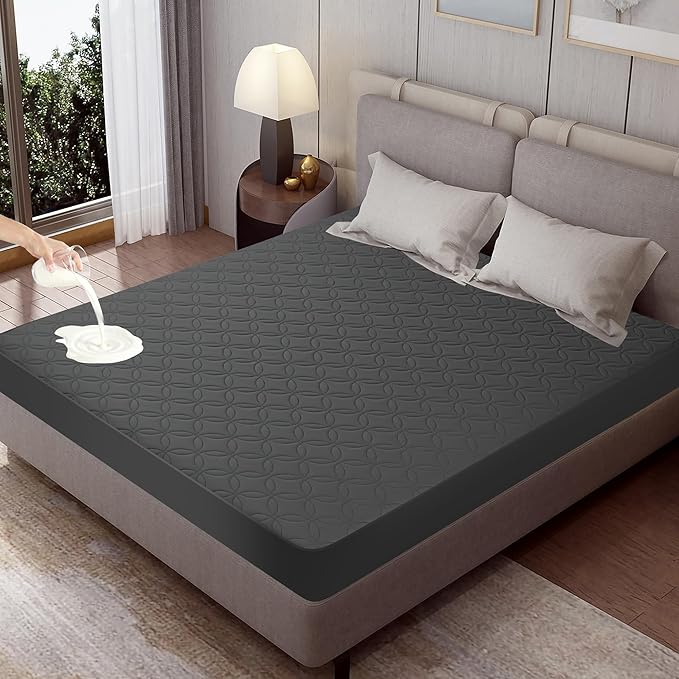 GUHER Waterproof Mattress Protector Twin XL Size,Breathable Bed Cover 3D Air Fabric Mattress Pad Cover,Noiseless＆Ultra-Soft Washable Bed Cover with 6"-14" Deep Pocket (Gray)