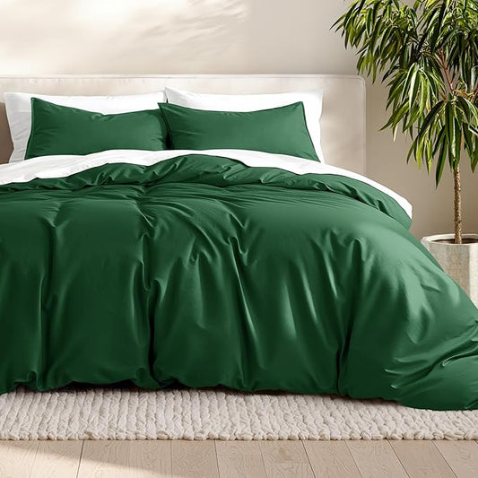 Bare Home Bedding Duvet Cover California King Size - Premium 1800 Super Soft Collection - Lightweight, Cooling - Soft Breathable Bedding Duvet Cover (Cal King, Forest Green)